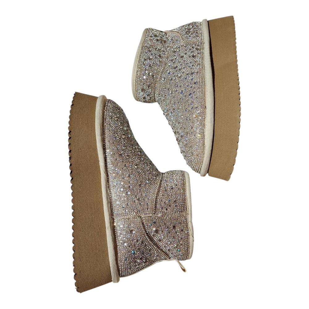 Hey Girl by Corkys Womens Sz 6 Booties "Homebody" All Over Rhinestone Platform - Picture 3 of 13